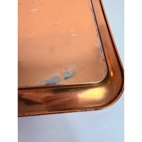 Rustic Metal Floral Serving Tray Gold Tone Flowers Trim Farmers Market VTG 50s - Picture 14 of 16